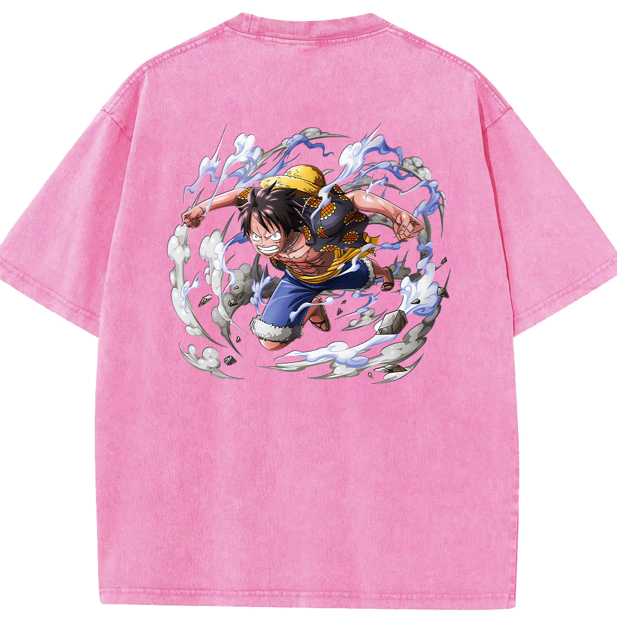 ワンピース モンキー・D・ルフィ ONE PIECE Monkey D. Luffy 綿100% ヴィンテージ風 半袖Tシャツ（背面プリント）